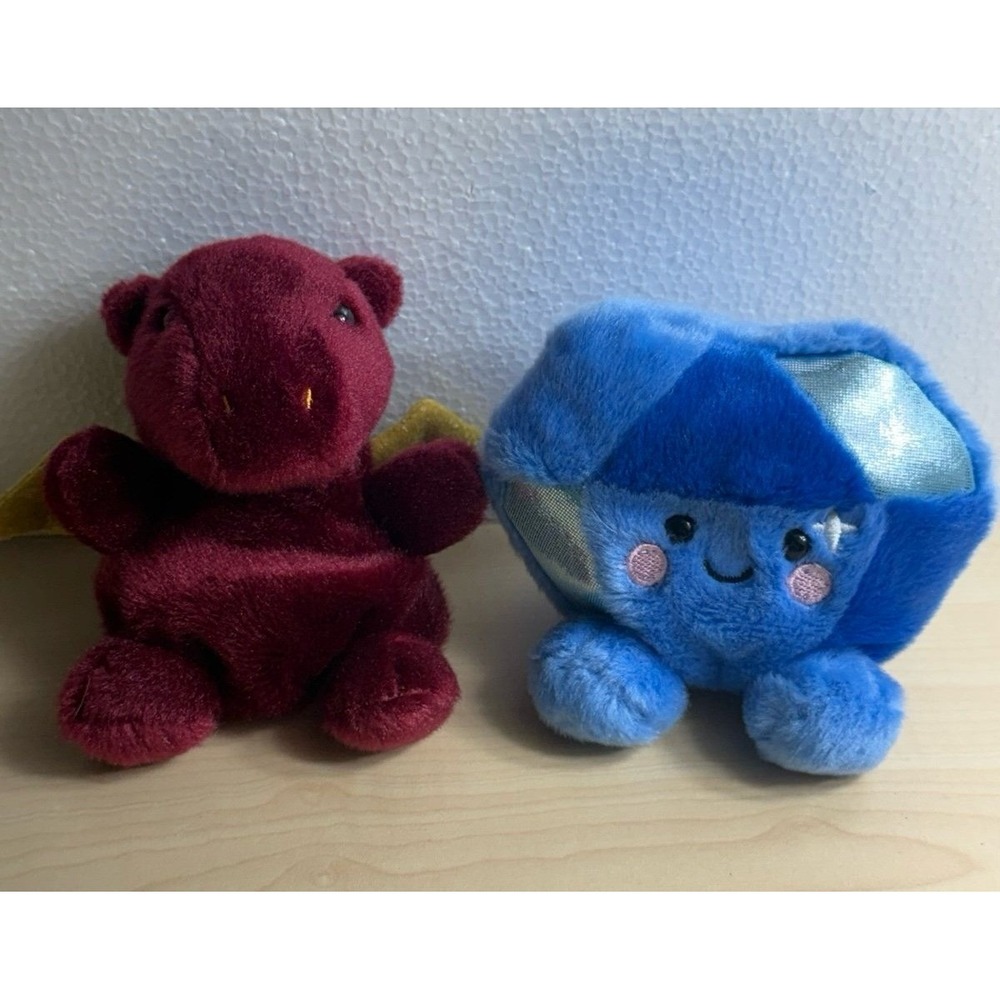 Palm pals Aidan Dragon Alice Sapphire diamond plush bundle of 2  beanie stuffed